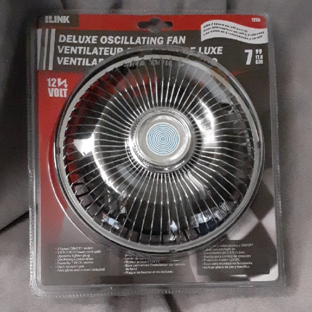 12 Volt DC Deluxe Oscillating Fan - ILink - 7" - New in package
